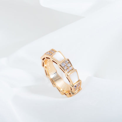 [Kincade Jewelrys]SERPENTI RING PINK GOLD MOP DIAMOND PAVED 4MM