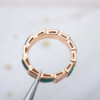 [Kincade Jewelrys]SERPENTI RING PINK GOLD MALACHITE DIAMOND PAVED 4MM