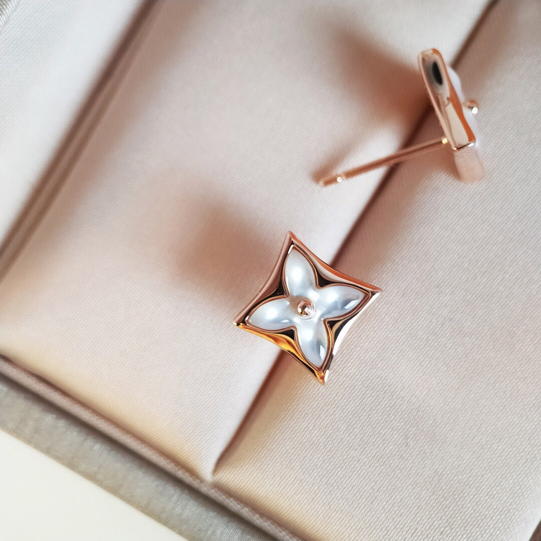 [Kincade Jewelrys]STAR MOP PINK GOLD EARRINGS