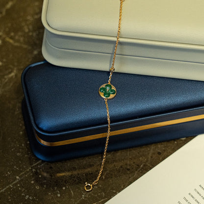 [Kincade Jewelrys]SUN MALACHITE 1 DIAMOND PINK GOLD BRACELET