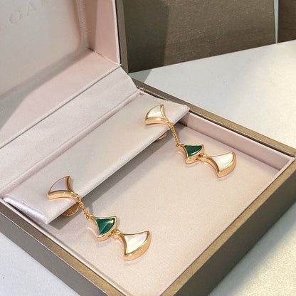 [Kincade Jewelrys]DREAM EARRINGS 3 MOTIFS MALACHITE MOP PINK GOLD