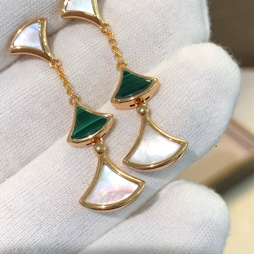 [Kincade Jewelrys]DREAM EARRINGS 3 MOTIFS MALACHITE MOP PINK GOLD