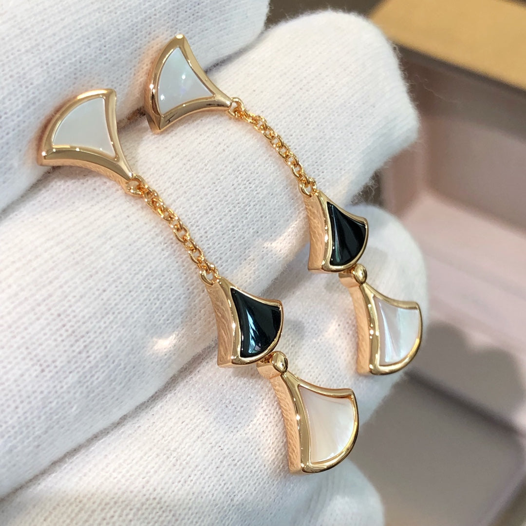 [Kincade Jewelrys]DREAM EARRINGS 3 MOTIFS ONYX MOP PINK GOLD