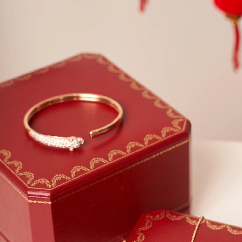 [Kincade Jewelrys]PANTHERE ROSE GOLD DIAMOND OPEN BRACELET