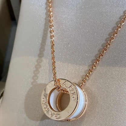 [Kincade Jewelrys]ZERO 1 WHITE CERAMIC PINK GOLD NECKLACE