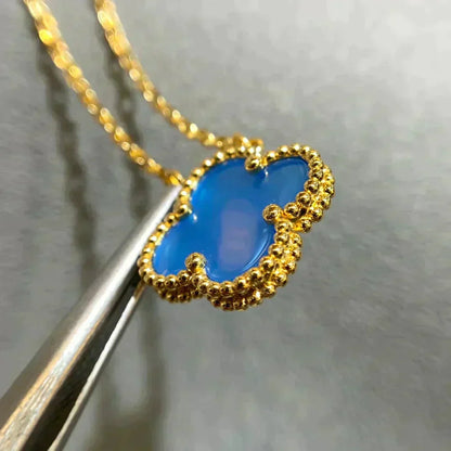 [Kincade Jewelrys]CLOVER 15MM BLUE AGATE NECKLACE