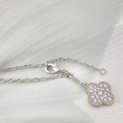[Kincade Jewelrys]CLOVER 5 MOTIFS SILVER DIAMONDS NECKLACE