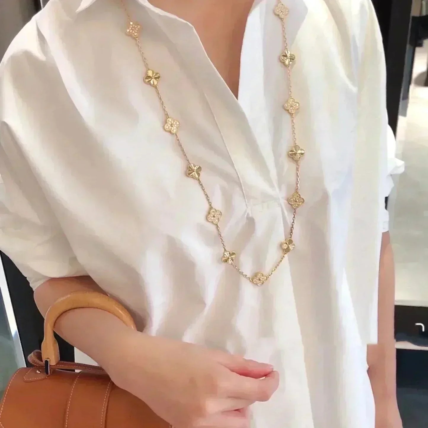 [Kincade Jewelrys]CLOVER 20 MOTIFS LASER DIAMOND NECKLACE