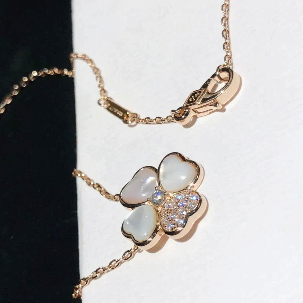 [Kincade Jewelrys]CLOVER MOP DIAMOND ROSE GOLD NECKLACE