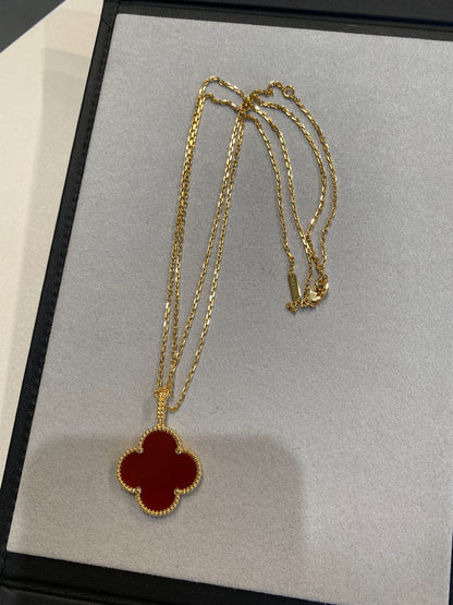 [Kincade Jewelrys]CLOVER 25MM NECKLACE GOLD CARNELIAN