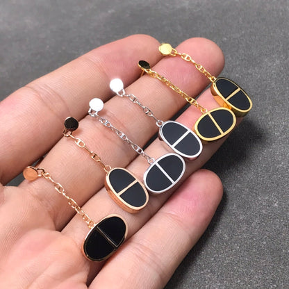 [Kincade Jewelrys]CHAINE VERSO BLACK CERAMIC SILVER EARRINGS