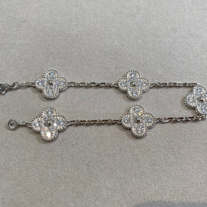 [Kincade Jewelrys]CLOVER 5 MOTIFS  DIAMOND BRACELET SILVER