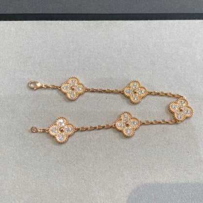 [Kincade Jewelrys]CLOVER 5 MOTIFS  FULL DIAMOND BRACELET