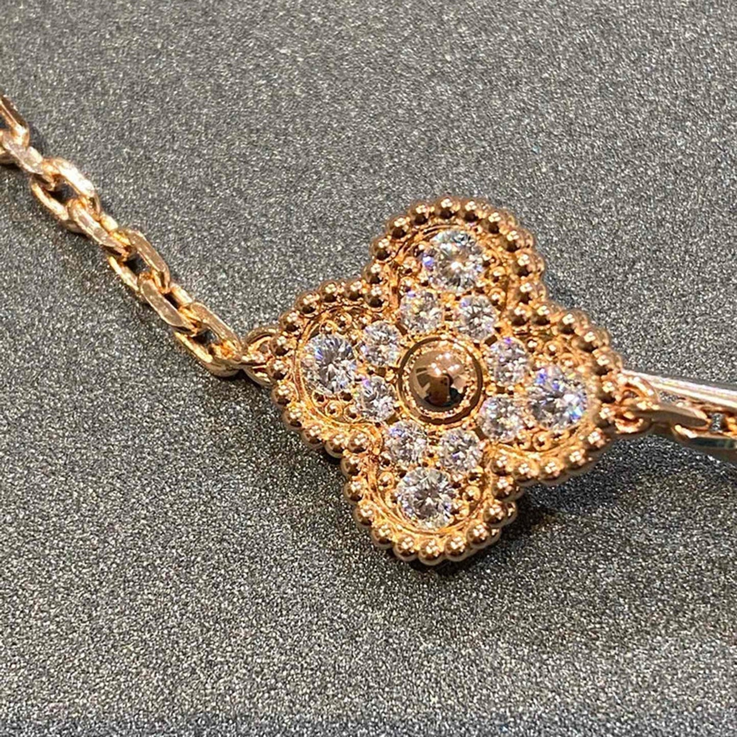 [Kincade Jewelrys]CLOVER 5 MOTIFS  FULL DIAMOND BRACELET