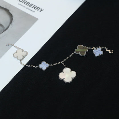 [Kincade Jewelrys]CLOVER BRACELET 5 MOTIFS MOP CHALCEDONY SILVER