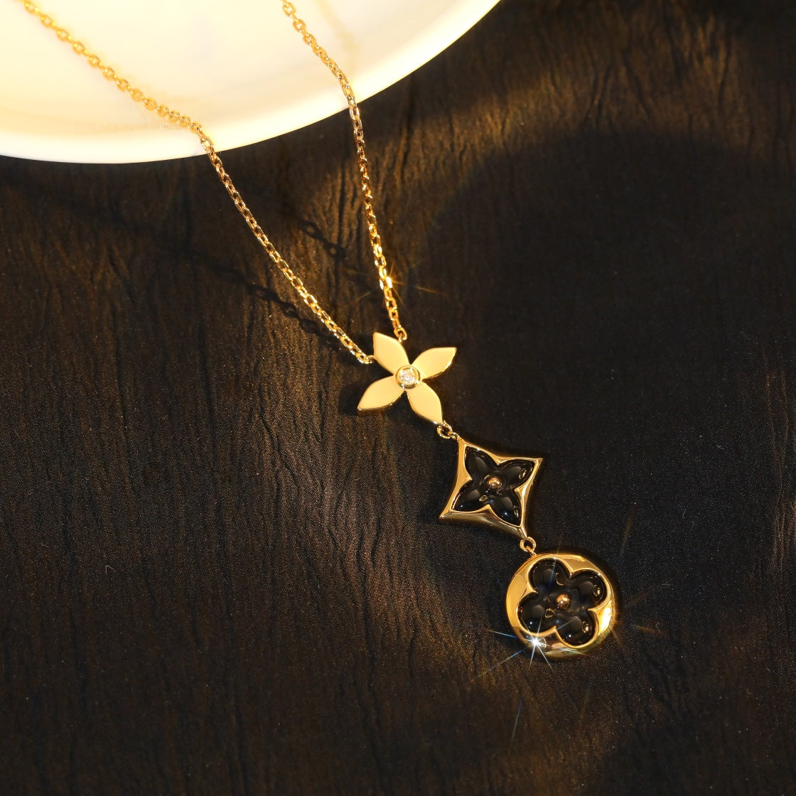 [Kincade Jewelrys]STAR AND SUN ONYX PINK GOLD NECKLACE