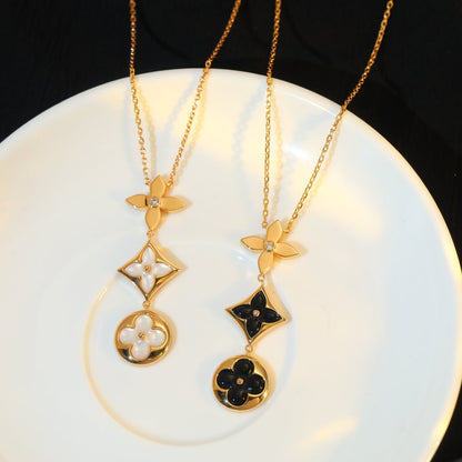 [Kincade Jewelrys]STAR AND SUN ONYX PINK GOLD NECKLACE