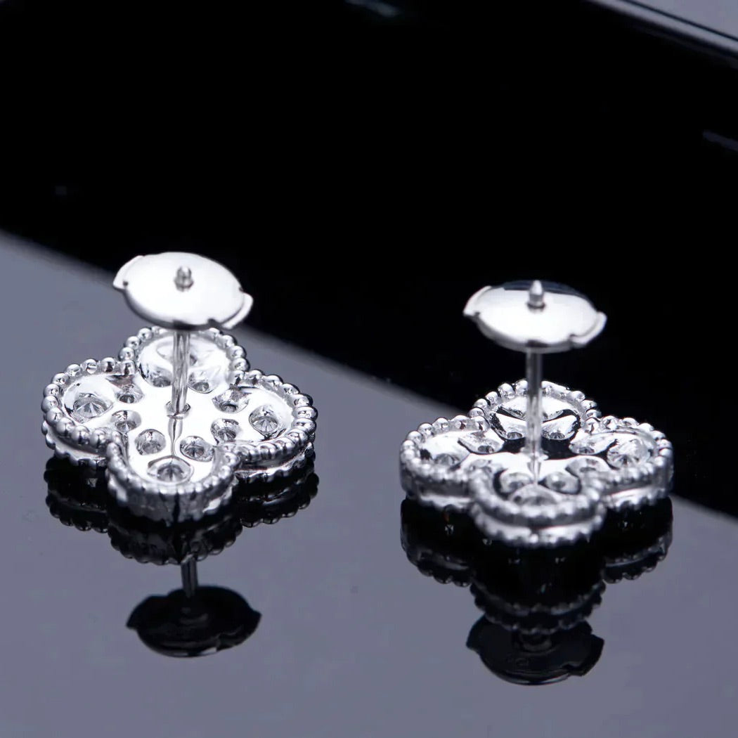 [Kincade Jewelrys]CLOVER 1 MOTIFS DIAMOND STUD EARRINGS SILVER