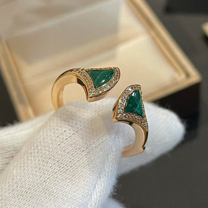 [Kincade Jewelrys]DREAM MALACHITE DIAMOND OPEN RING