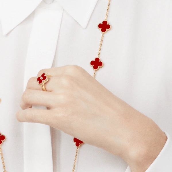 [Kincade Jewelrys]CLOVER CARNELIAN RING ROSE GOLD DIAMOND