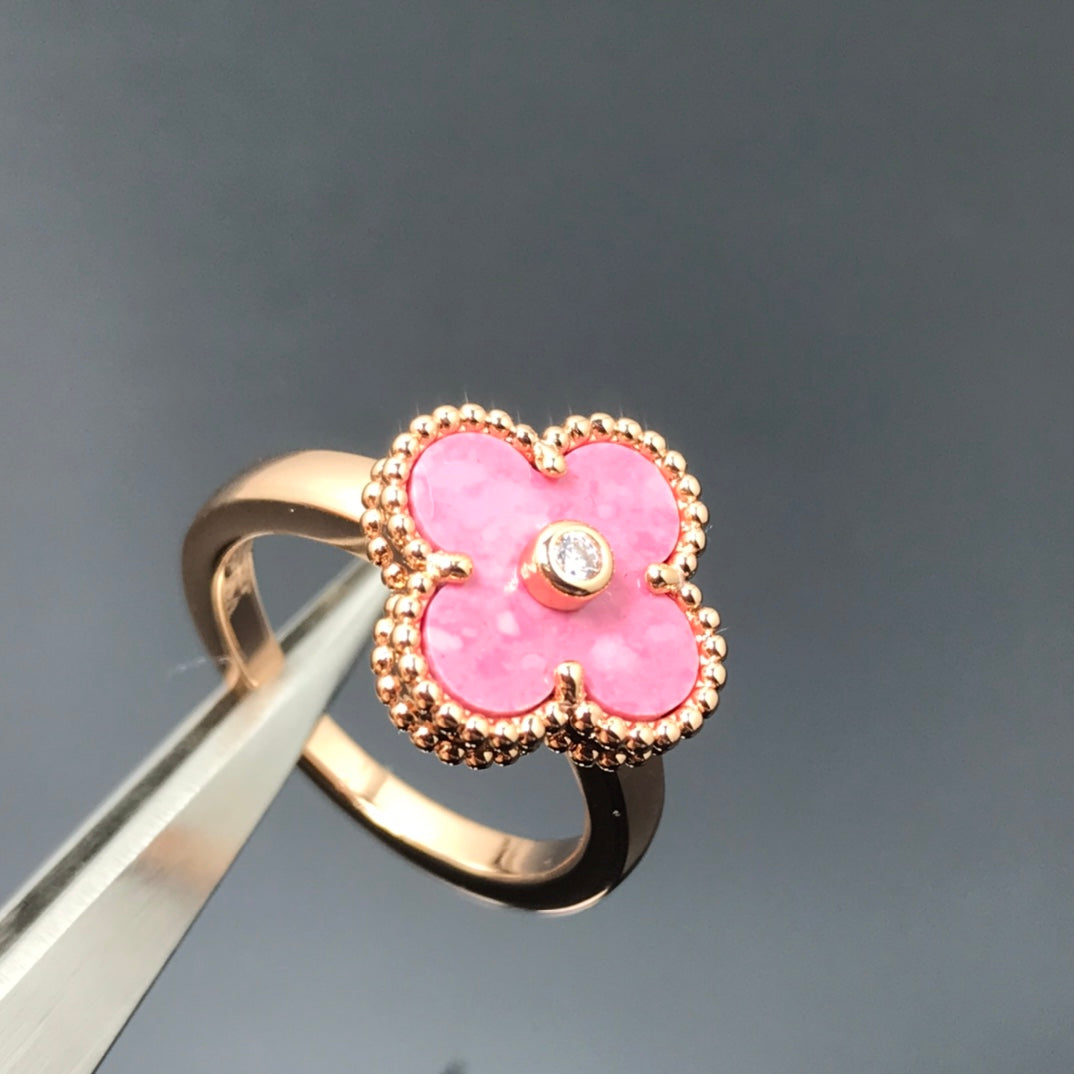 [Kincade Jewelrys]CLOVER RHODONITE ROSE GOLD RING