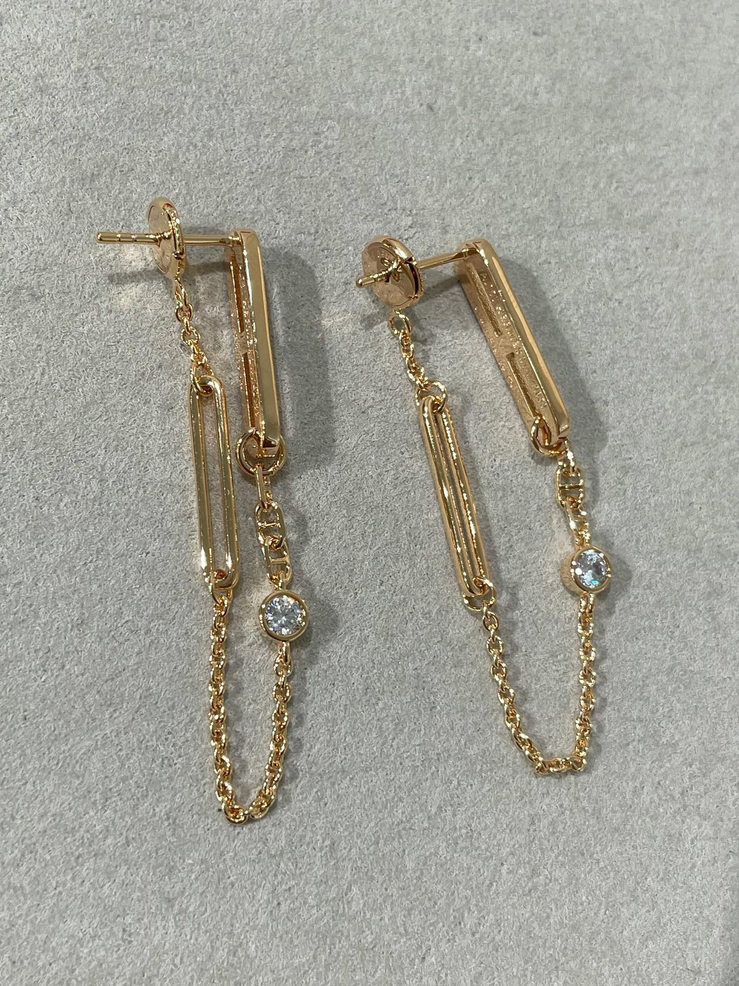 [Kincade Jewelrys]CHAINE CHAOS DIAMOND DROP EARRINGS