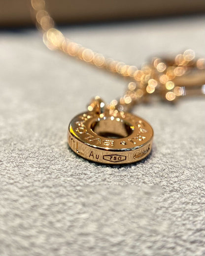 [Kincade Jewelrys]DREAM MALACHITE DIAMOND PAVED PINK GOLD NECKLACE