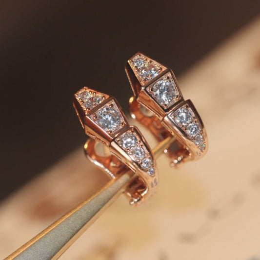 [kincade]SERPENT PINK GOLD DIAMOND EARRINGS