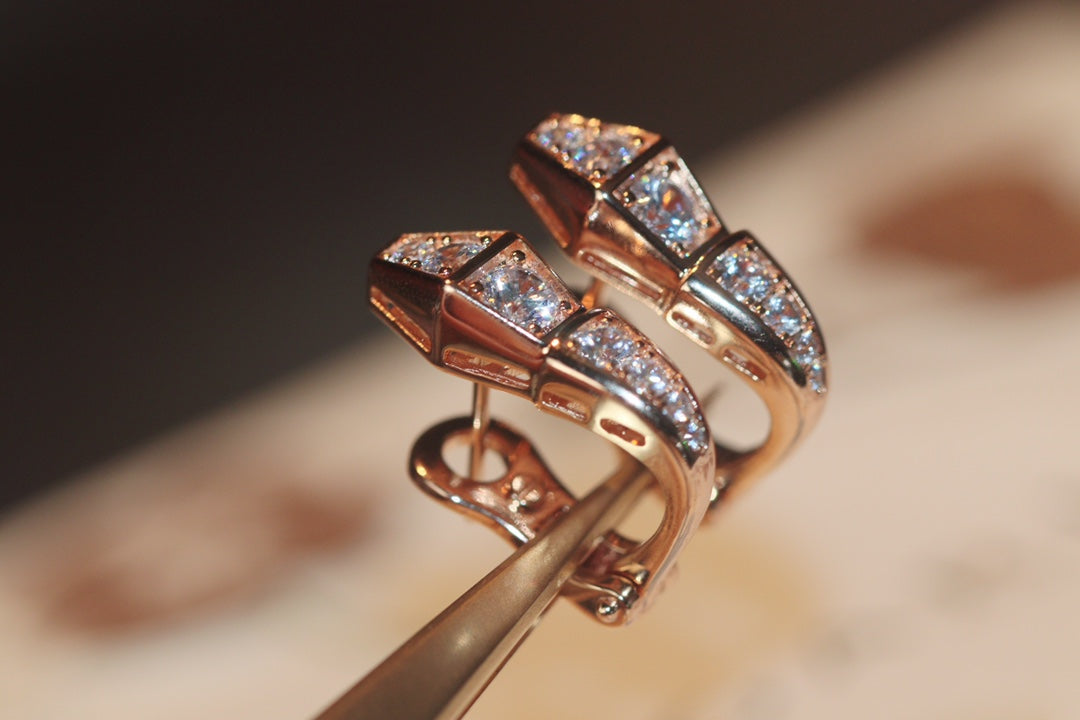 [Kincade Jewelrys]SERPENT PINK GOLD DIAMOND EARRINGS