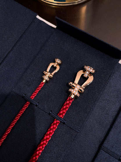 [Kincade Jewelrys]FORCE 10 HALF DIAMOND PINK GOLD RED CORDERI LARGE AND MEDIUM MODEL