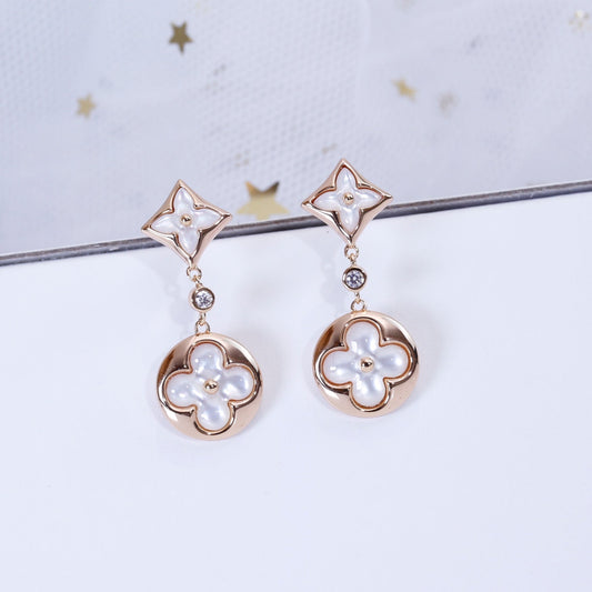 [kincade]STAR AND SUN PINK GOLD MOP DROP EARRINGS