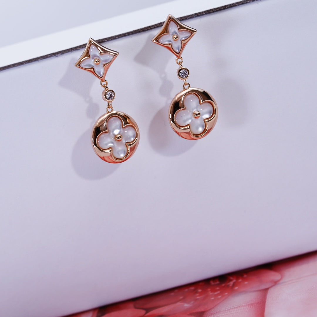 [Kincade Jewelrys]STAR AND SUN PINK GOLD MOP DROP EARRINGS