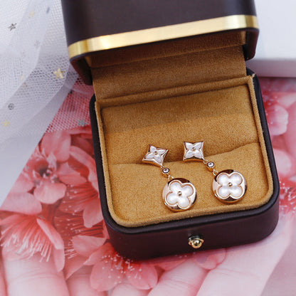 [Kincade Jewelrys]STAR AND SUN PINK GOLD MOP DROP EARRINGS