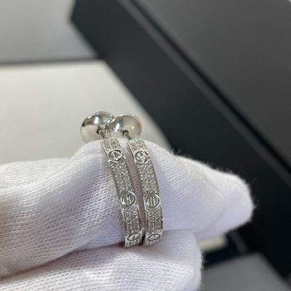 [Kincade Jewelrys]LOVE DIAMOND SILVER HOOP EARRINGS