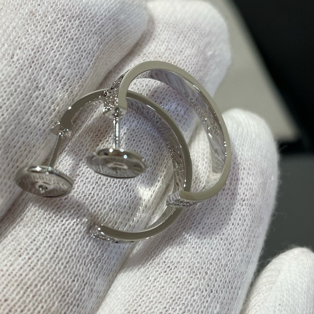 [Kincade Jewelrys]LOVE DIAMOND SILVER HOOP EARRINGS