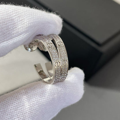 [Kincade Jewelrys]LOVE DIAMOND SILVER HOOP EARRINGS