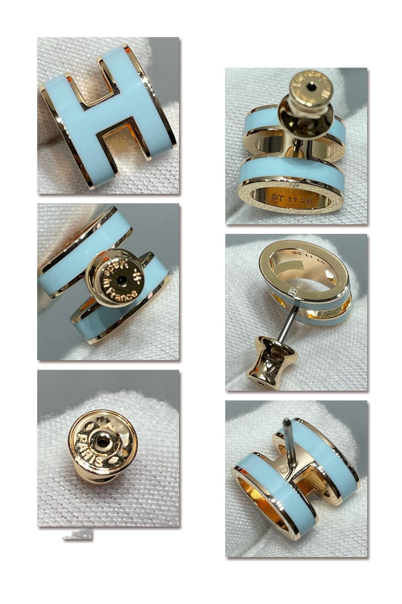 [Kincade Jewelrys]POP H SKY BLUE STUD EARRINGS