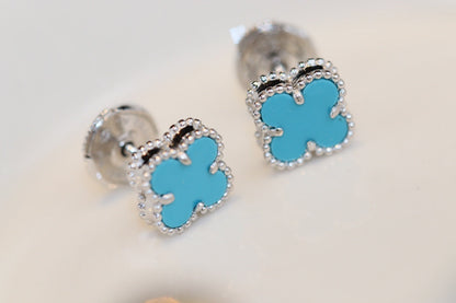 [Kincade Jewelrys]CLOVER MINI TURQUOISE SILVER STUD EARRINGS