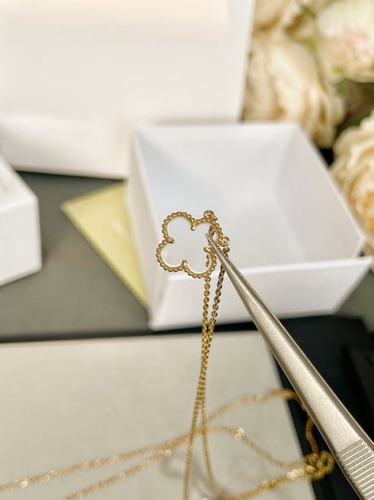 [Kincade Jewelrys]CLOVER ROCK CRYSTAL ROSE GOLD NECKLACE