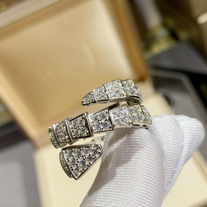 [Kincade Jewelrys]SERPENTI DOUBLE RING SILVER DIAMOND PAVED