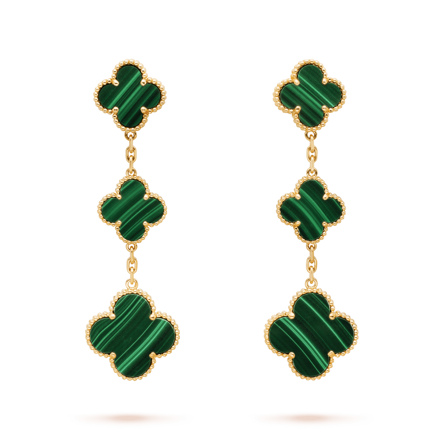 [Kincade Jewelrys]CLOVER MALACHITE 3 MOTIFS GOLD