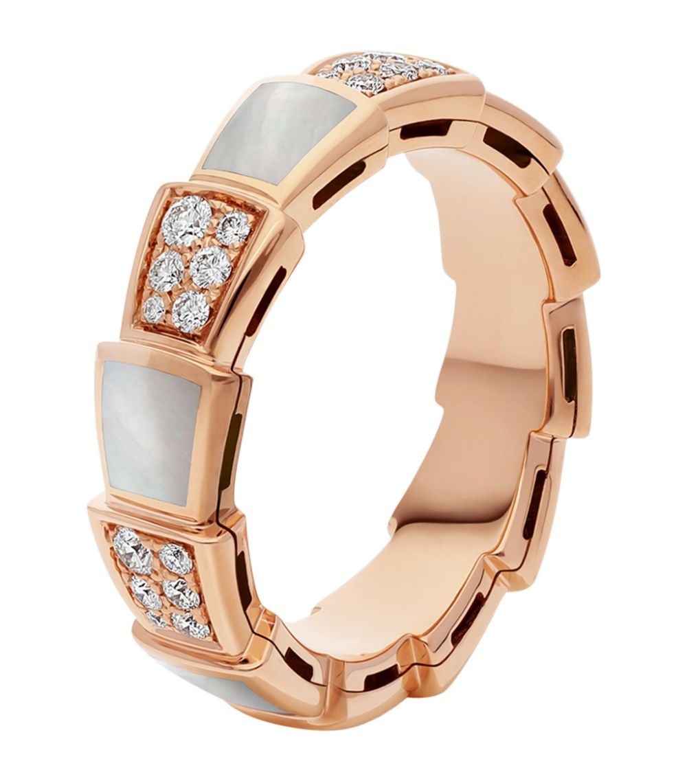 [Kincade Jewelrys]SERPENTI RING PINK GOLD MOP DIAMOND PAVED 4MM