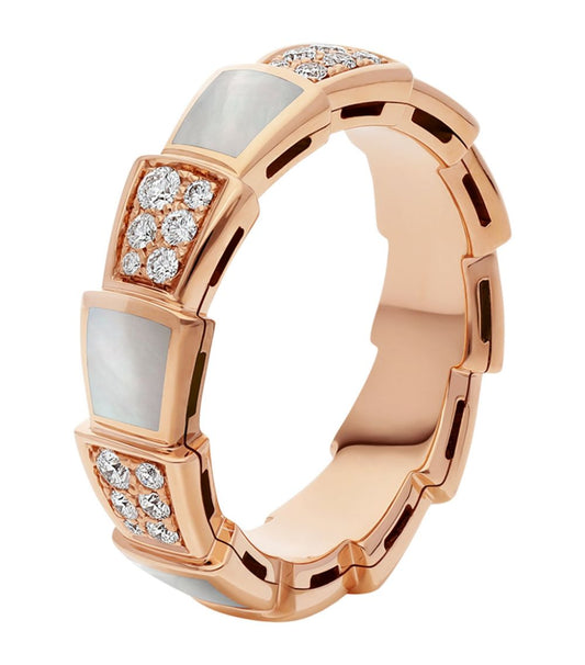 [Kincade Jewelrys]SERPENTI RING PINK GOLD MOP DIAMOND PAVED 4MM