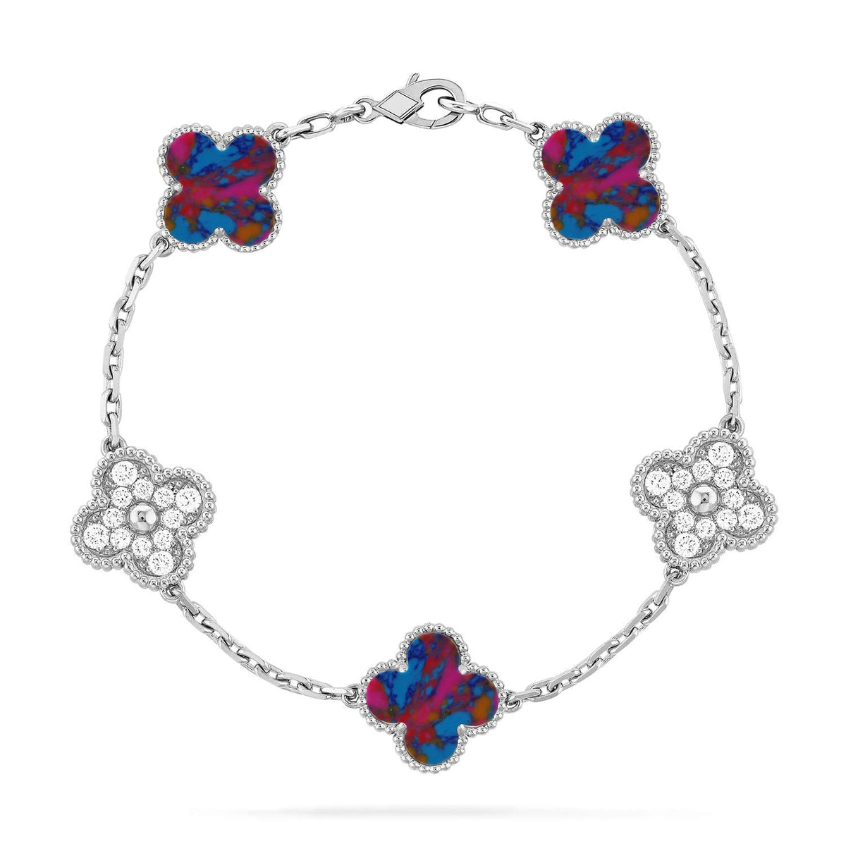 [Kincade]CLOVER 5 MOTIF COLOR GEMSTONES BRACELET COLLECTION