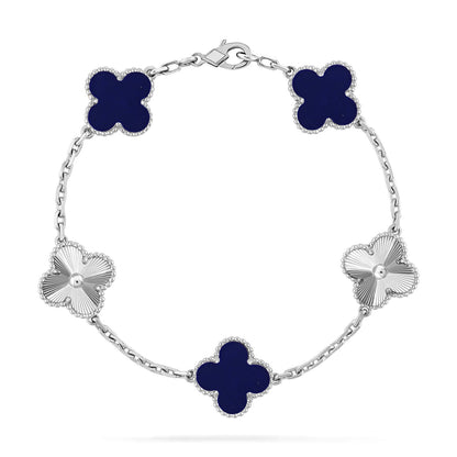 [Kincade] COLECCIÓN DE PULSERAS DE LAPIS LÁZULI CON 5 MOTIVOS DE TRÉBOL