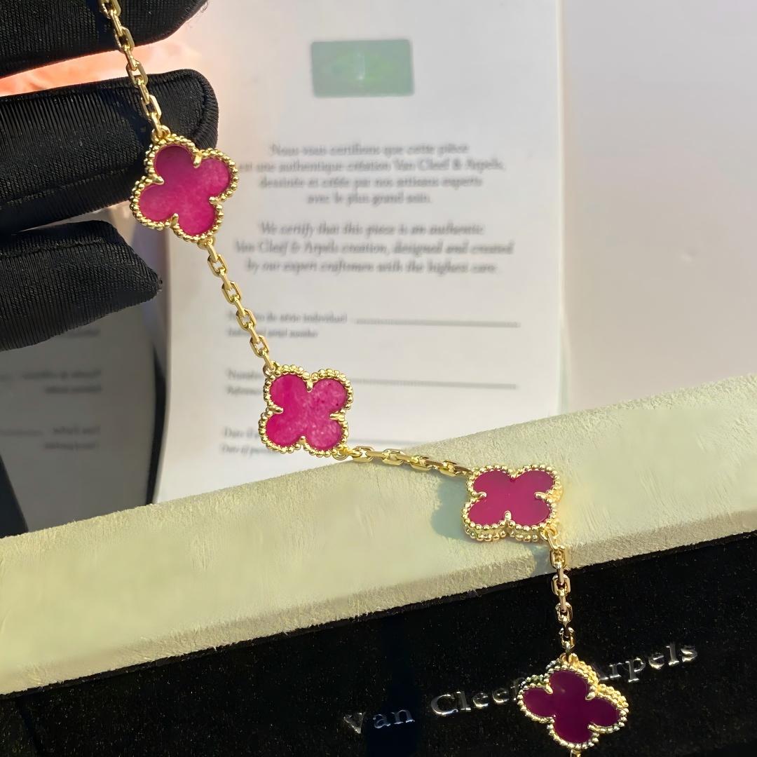 [Kincade]CLOVER 5 MOTIFS PINK ENAMEL BRACELET