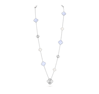 [Kincade Jewelrys]CLOVER 16 MOTIF PURPLE CHALCEDONY GOLD NECKLACE