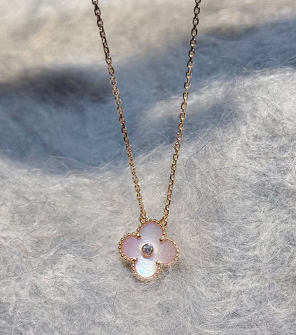 [Kincade]2025 COLLAR TRÉBOL DE NAVIDAD 15MM DIAMANTE RHODONITA