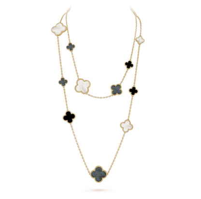 [Kincade]CLOVER 16 MOTIF WHITE NECKLACE