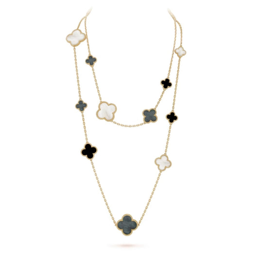 [Kincade]CLOVER 16 MOTIF WHITE NECKLACE